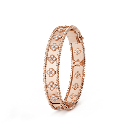 18K Gold Diamond VCA Perlée Clover Bracelet