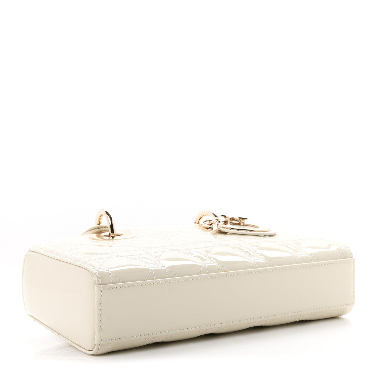Christian Dior Patent Cannage Small Lady D-Joy White