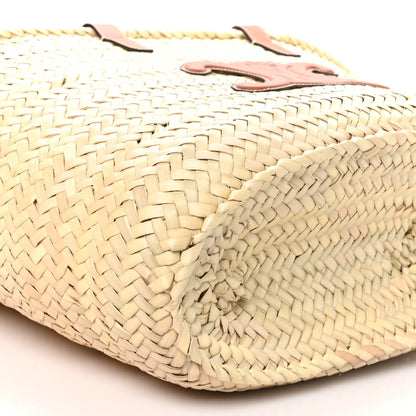 Celine Raffia Calfskin Triomphe Medium Panier Tan