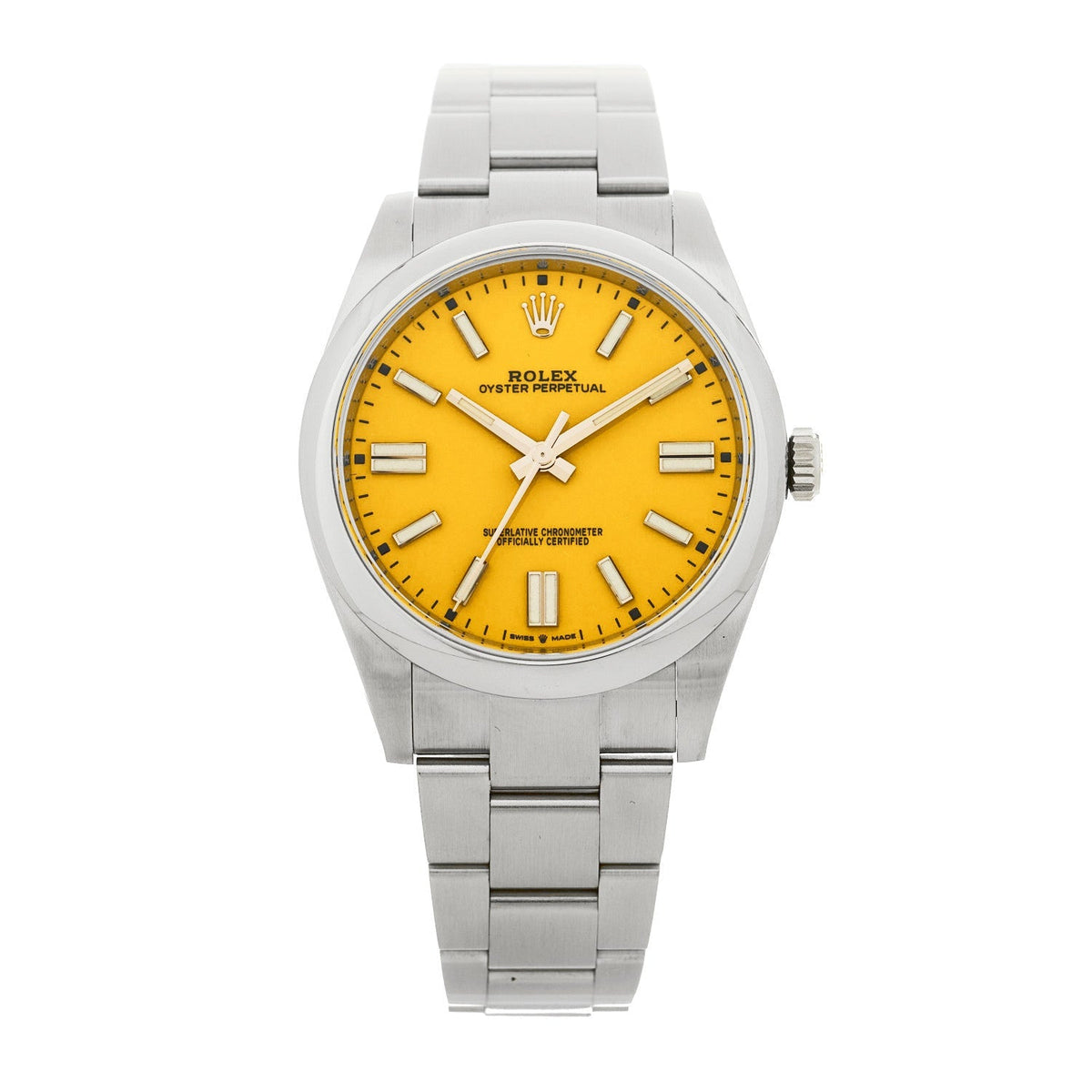 Rolex Stainless Steel 41mm Oyster Perpetual Watch Yellow 124300
