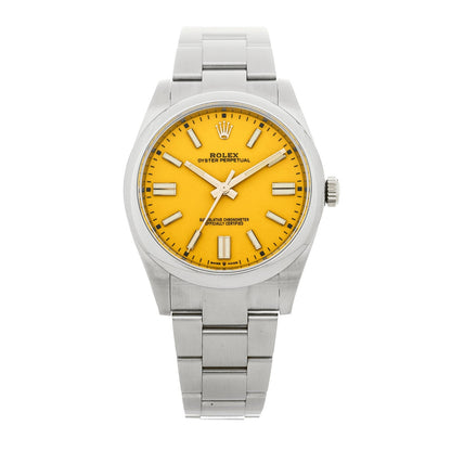 Rolex Stainless Steel 41mm Oyster Perpetual Watch Yellow 124300