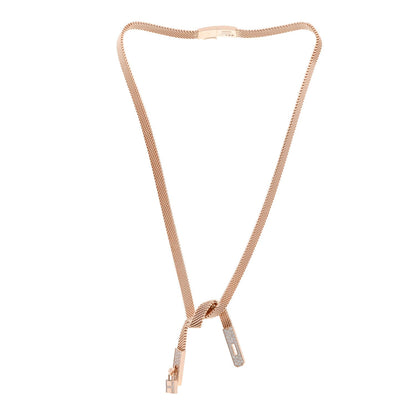 Hermes 18K Rose Gold Diamond Kelly Gavroche Necklace SH