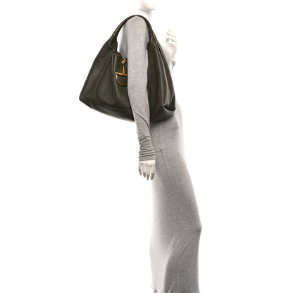 Gucci Grained Calfskin Softbit Maxi Shoulder Bag Forest Green
