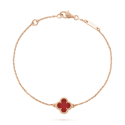 18K Rose Gold Carnelian VCA Sweet Alhambra Bracelet