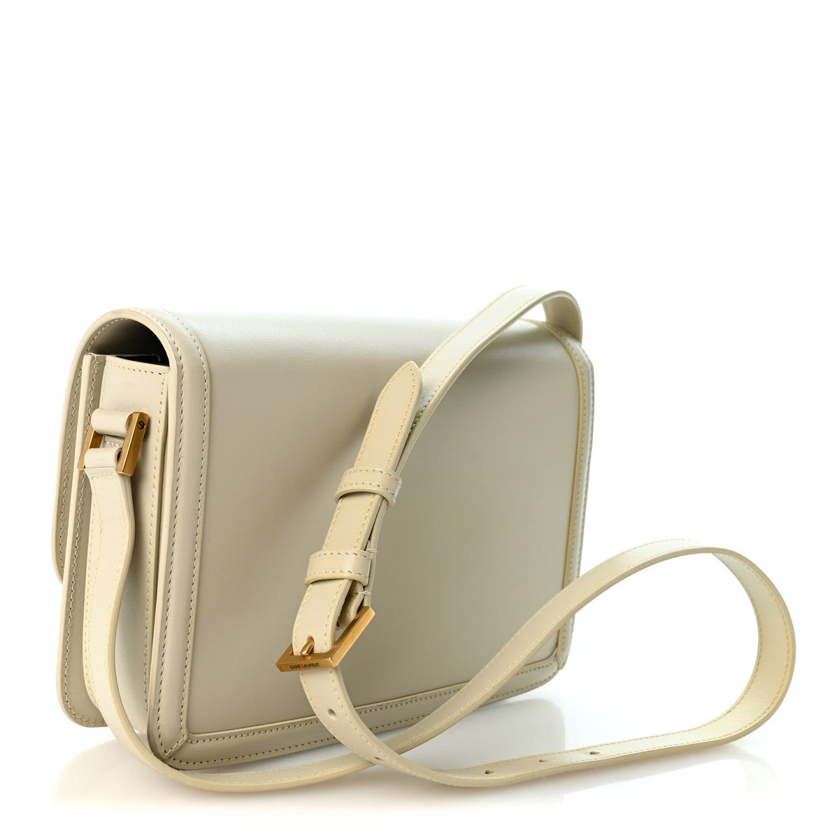 Saint Laurent Box Calfskin Monogram Medium Solferino Satchel Crema Soft