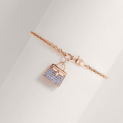 18K Rose Gold Sapphire Hermes Amulettes Kelly Bracelet
