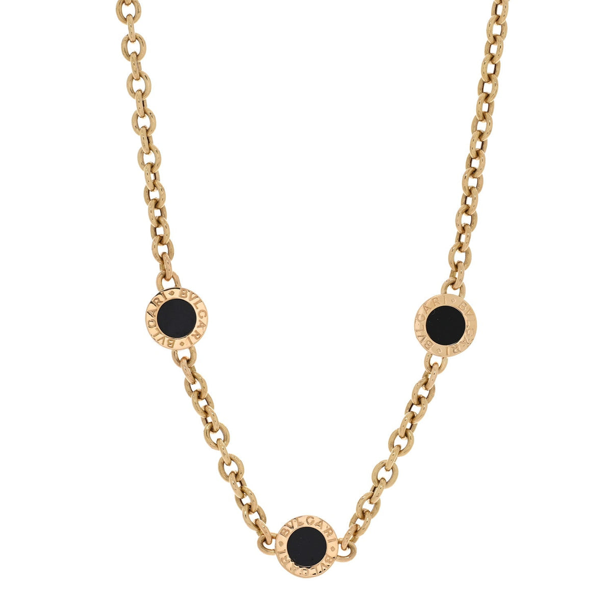 Bulgari 18K Yellow Gold Onyx BVLGARI BVLGARI Station Necklace
