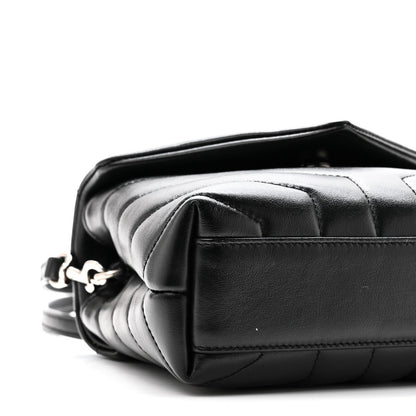 Saint Laurent Calfskin Y Quilted Monogram Toy Loulou Crossbody Bag Black