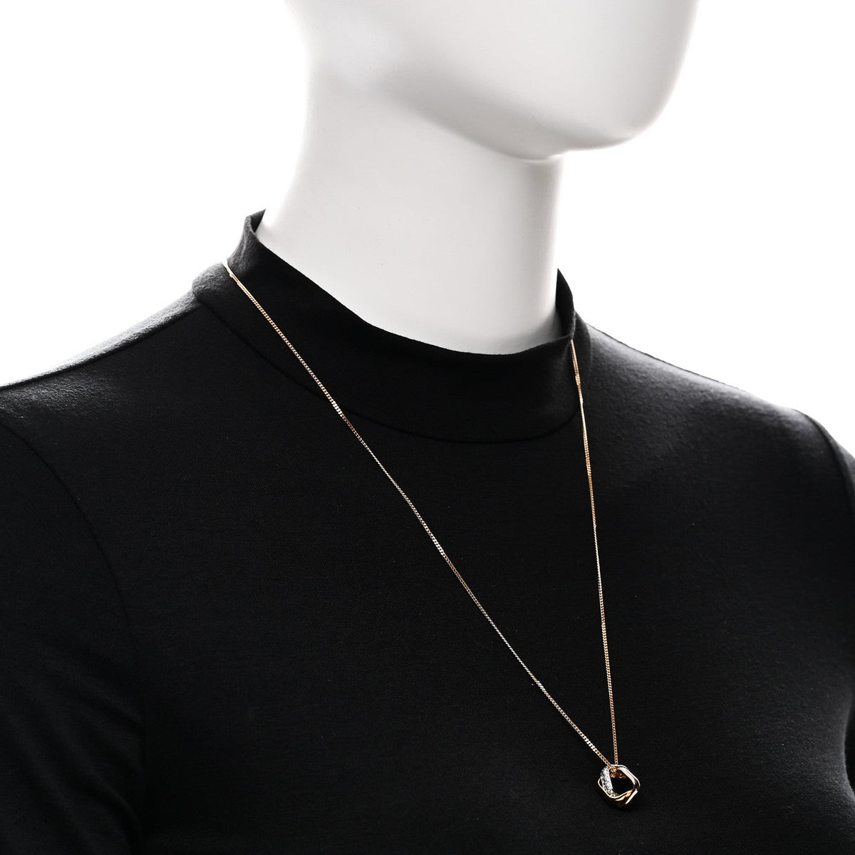 Cartier 18K Tricolor Gold Diamond Trinity Cushion Pendant Necklace
