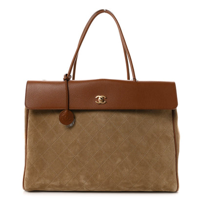 Chanel Grained Calfskin Suede Large Urban Essentials Shopping Bag Dark Beige Camel