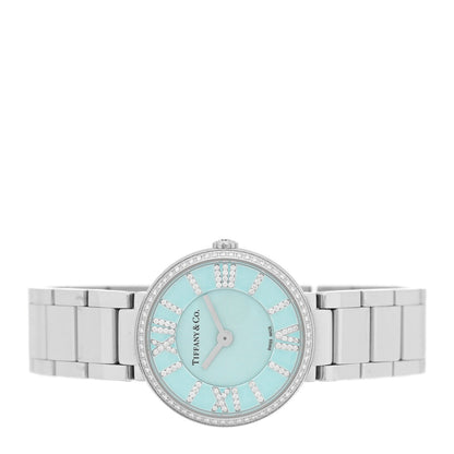 Tiffany Stainless Steel Diamond 24mm Atlas Quartz Watch Ice Blue