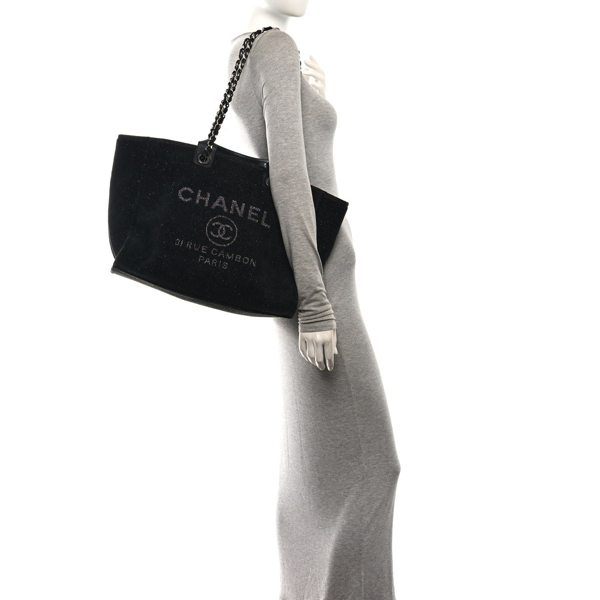 Chanel Lurex Boucle Medium Deauville Tote Black