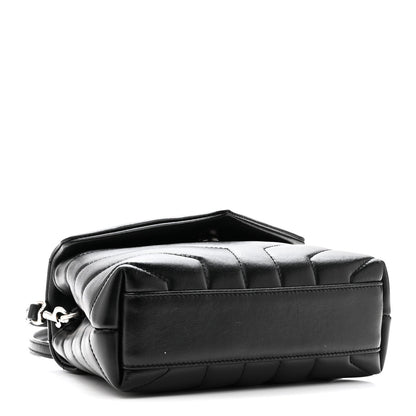 Saint Laurent Calfskin Y Quilted Monogram Toy Loulou Crossbody Bag Black