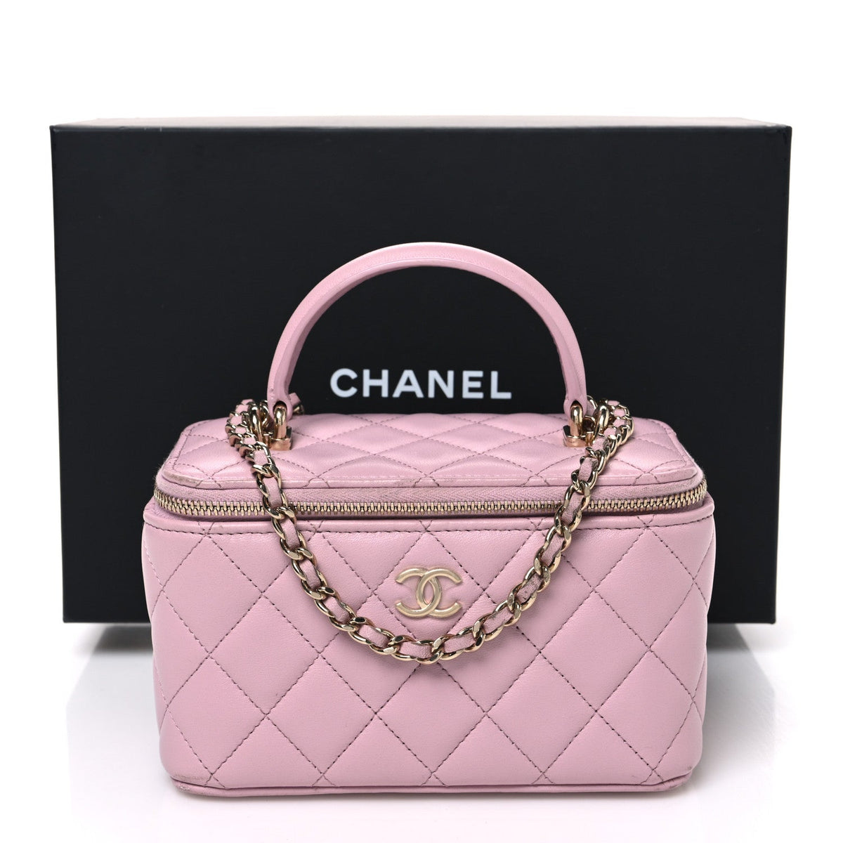 Chanel Lambskin Quilted Small Top Handle Vanity Case Light Pink 1985279
