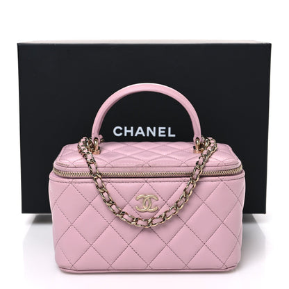 Chanel Lambskin Quilted Small Top Handle Vanity Case Light Pink 1985279