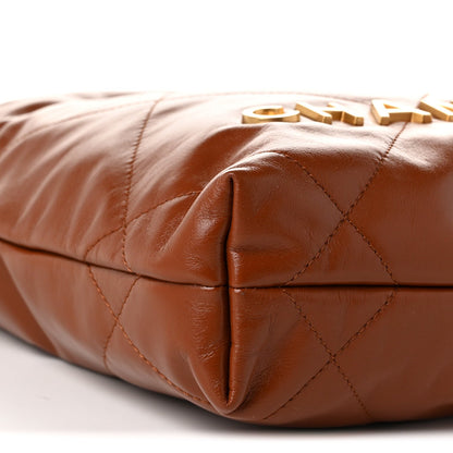Chanel Shiny Calfskin Quilted Mini Chanel 22 Light Brown
