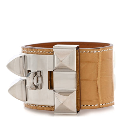 Hermes Matte Alligator Collier De Chien CDC Bracelet S Maize