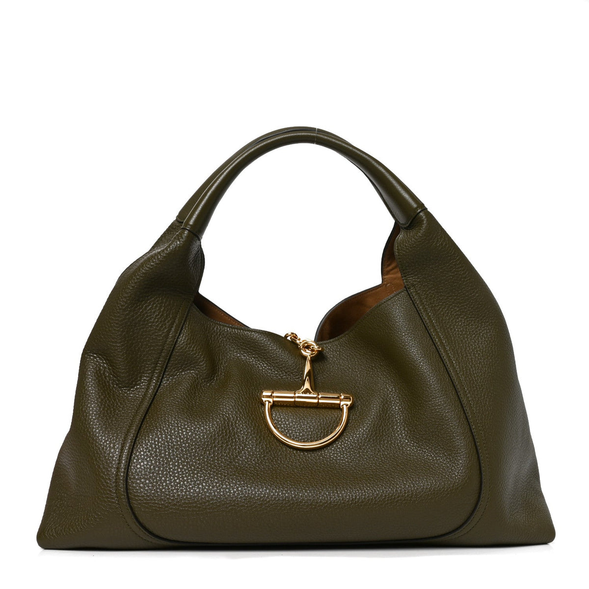 Gucci Grained Calfskin Softbit Maxi Shoulder Bag Forest Green