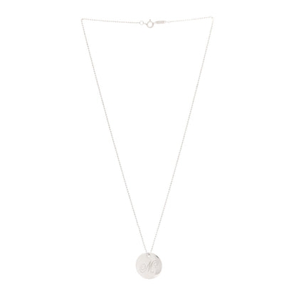 Tiffany Sterling Silver Letter M Disc Pendant Necklace