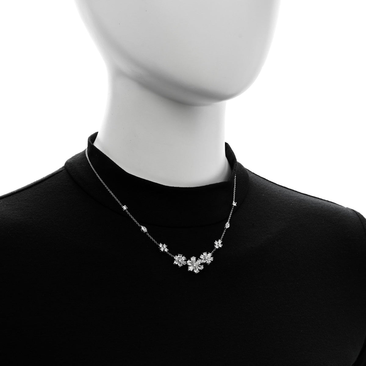 Harry Winston Platinum Diamond Forget-Me-Not Multi Motif Necklace