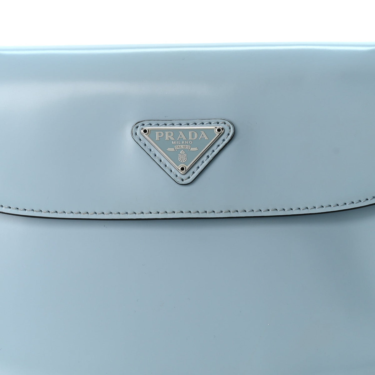 Prada Spazzolato Cleo Flap Shoulder Bag Celeste Black