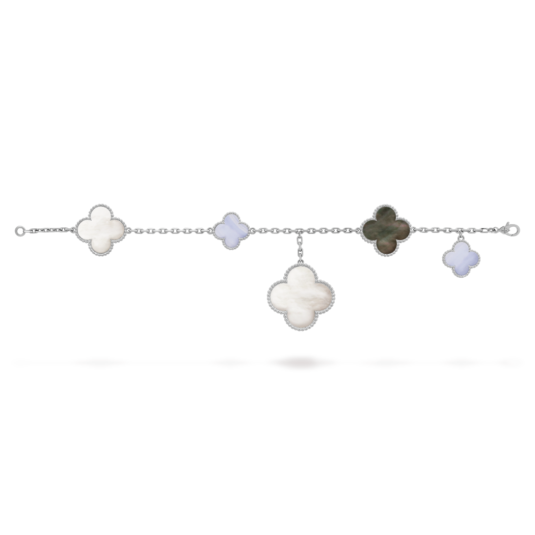 18K White Gold Mother of Pearl VCA Magic Alhambra Bracelet
