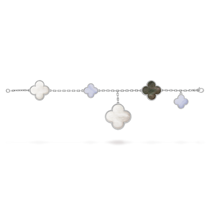 18K White Gold Mother of Pearl VCA Magic Alhambra Bracelet