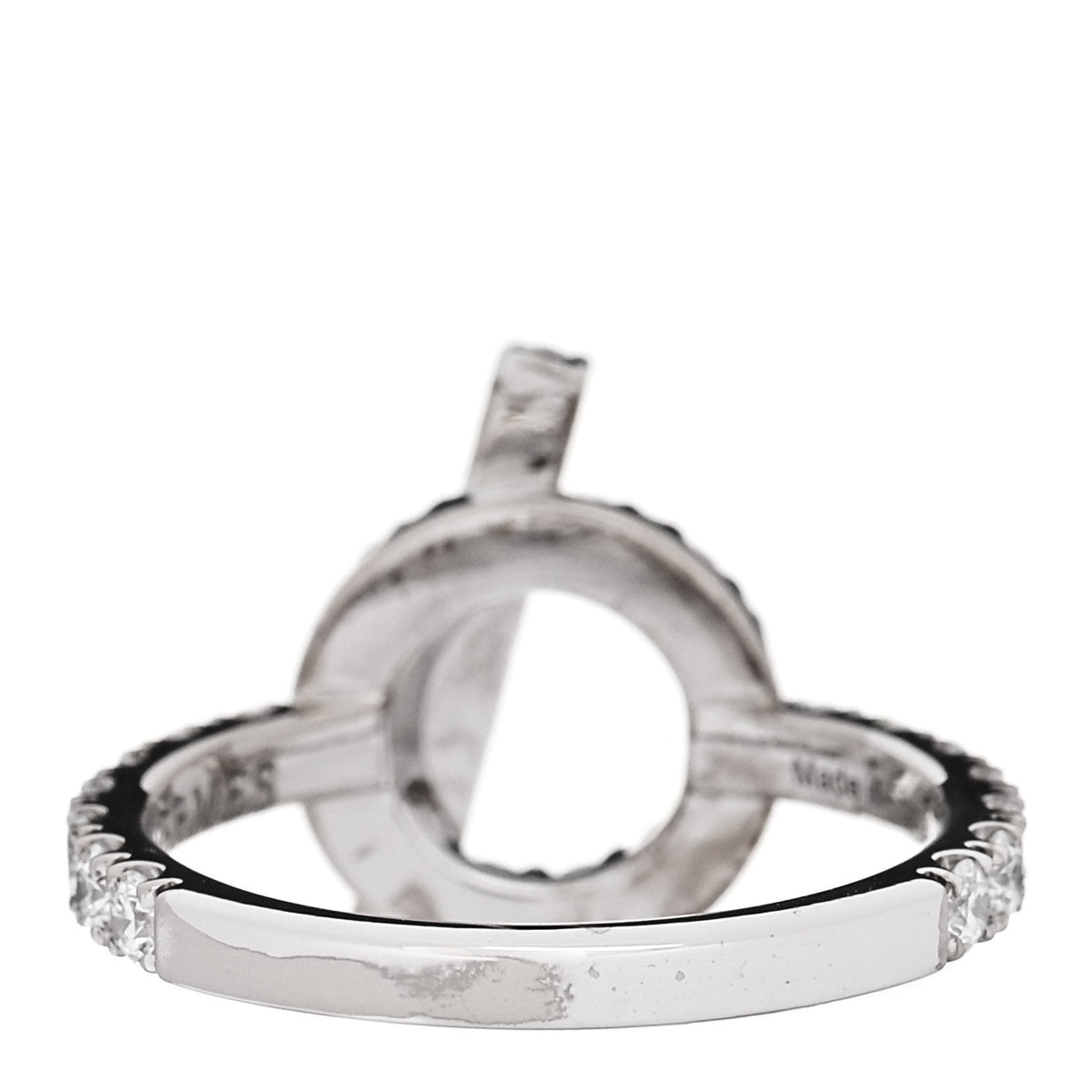 Hermes 18K White Gold Diamond Finesse Ring 49 4.75
