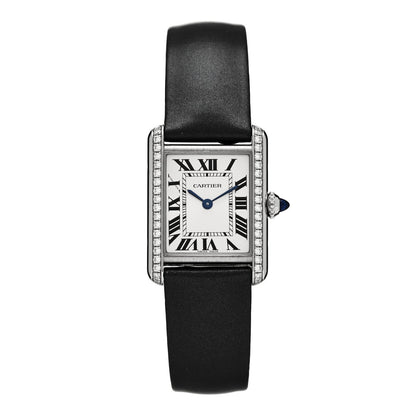 Cartier Stainless Steel Satin Diamond 22mm Tank Watch Silver