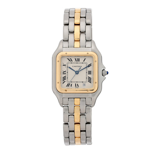 Cartier Stainless Steel 18K Yellow Gold 27mm Panthere Watch Ivory