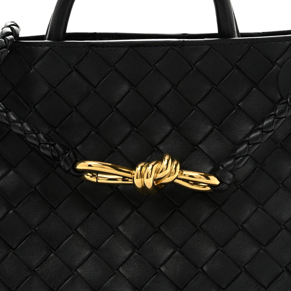 Bottega Veneta Nappa Intrecciato Small Andiamo Shoulder Bag Black