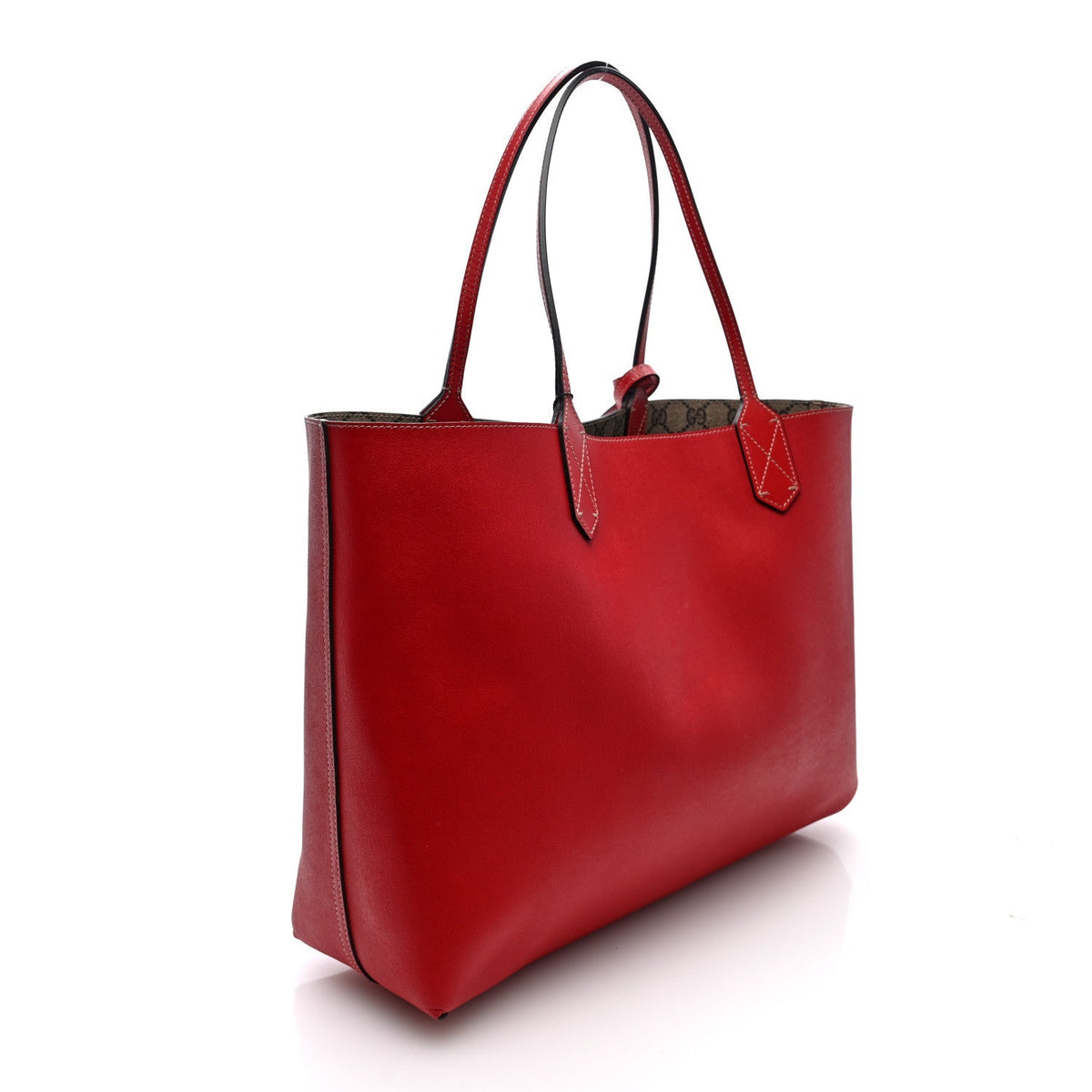 Gucci GG Supreme Monogram Medium Reversible Tote Beige Red