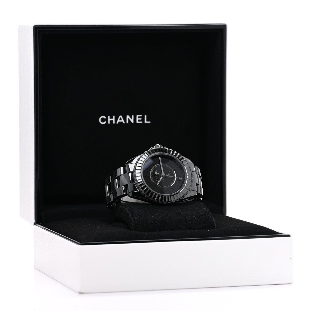 Chanel Stainless Steel Ceramic Diamond 38mm J12 Limited Edition Automatic Watch Black