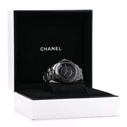 Chanel Stainless Steel Ceramic Diamond 38mm J12 Limited Edition Automatic Watch Black
