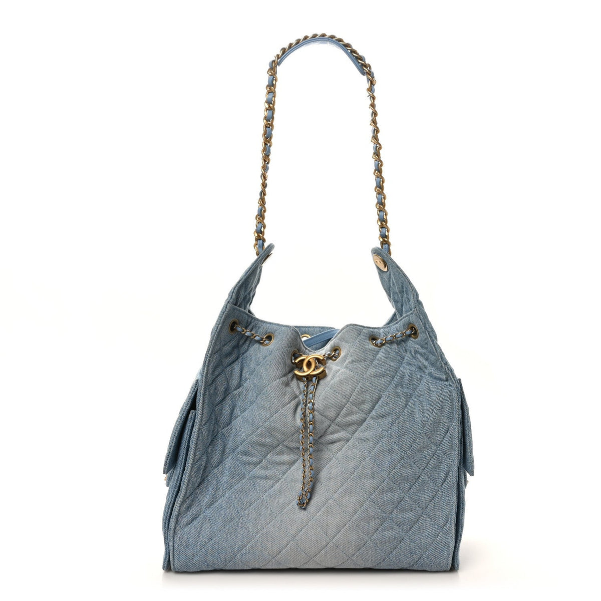 Chanel Washed Denim Quilted Medium 25 Handbag Blue