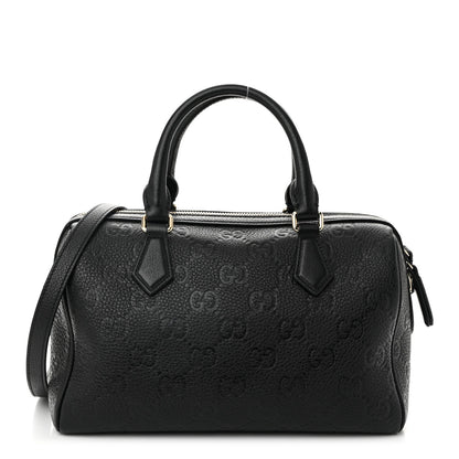 Gucci Calfskin GG Emblem Small Top Handle Bag Black