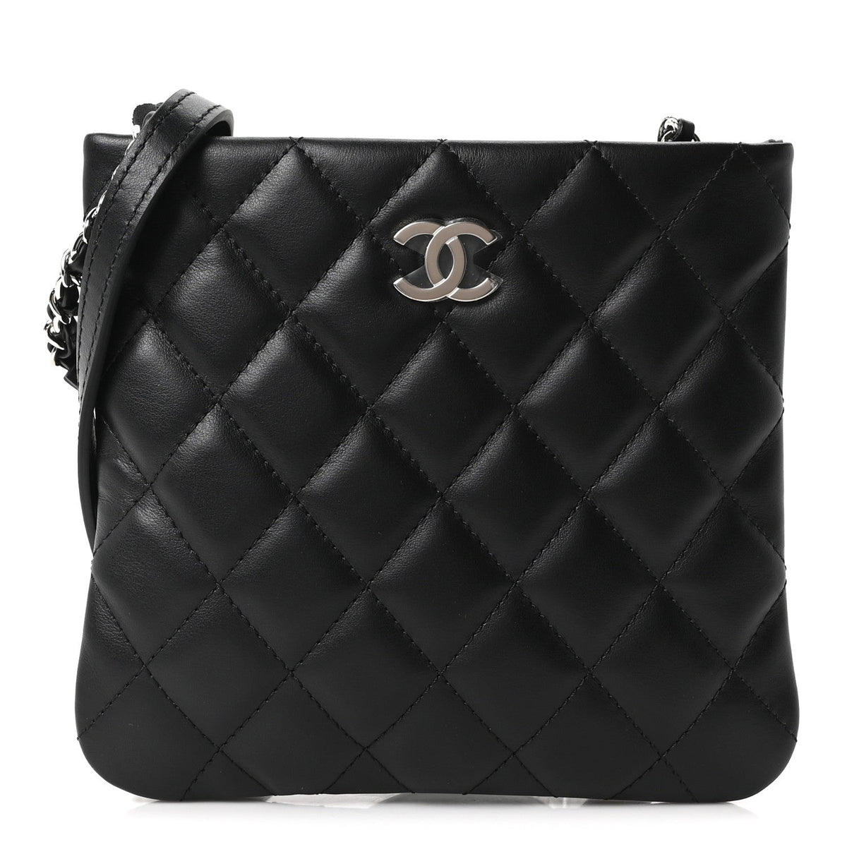 Chanel Lambskin Quilted Uniform Crossbody Bag Black