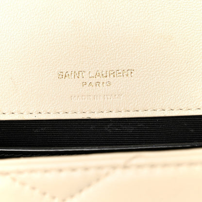Saint Laurent Lambskin Chevron Quilted Mini LouLou Crema Soft