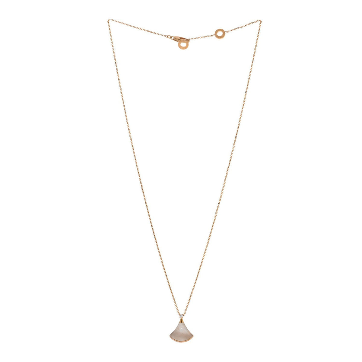 Bulgari 18K Yellow Gold Diamond Mother of Pearl Small Divas' Dream Pendant Necklace