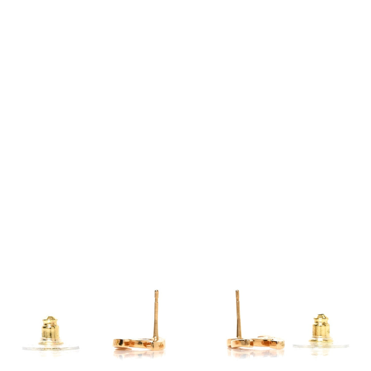 Chanel Metal CC Paris Button Stud Earrings Gold