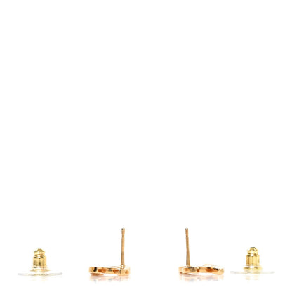 Chanel Metal CC Paris Button Stud Earrings Gold