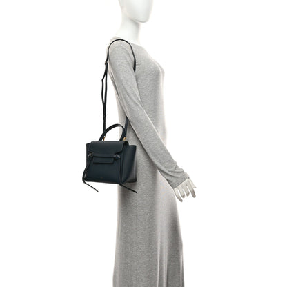 Celine Baby Grained Calfskin Nano Belt Bag Abyss Blue