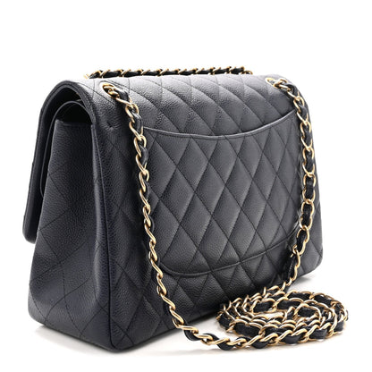 Chanel Caviar Quilted Jumbo Double Flap Navy Blue 1918305