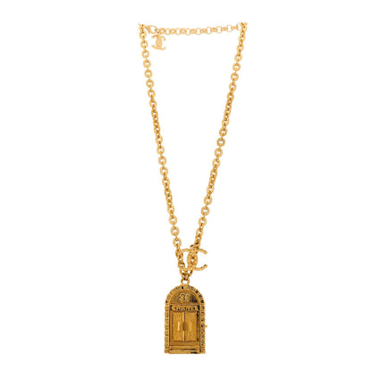Chanel Metal 31 Rue Cambon Door Long Necklace Gold