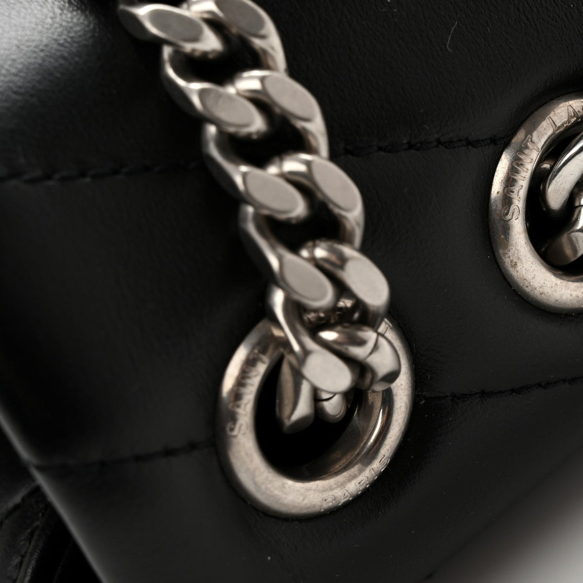 Saint Laurent Calfskin Y Quilted Large Loulou Chain Satchel Black