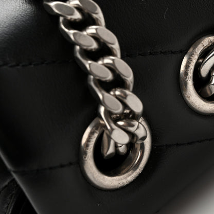 Saint Laurent Calfskin Y Quilted Large Loulou Chain Satchel Black