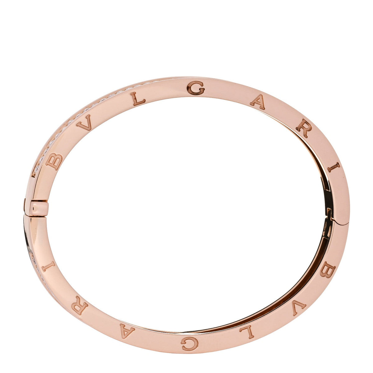 Bulgari 18K Rose Gold Diamond B.Zero1 Pave Bangle Bracelet S