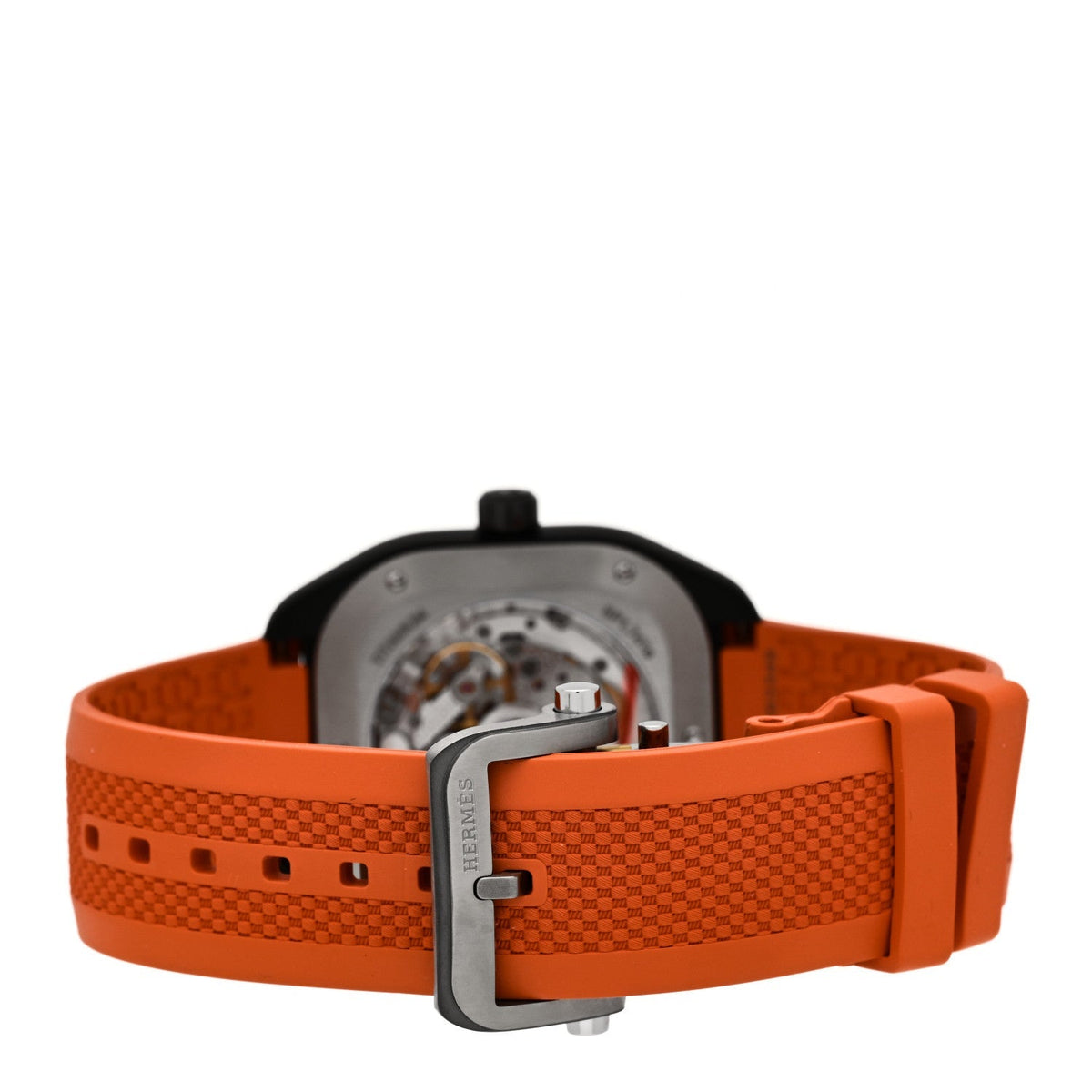 Hermes DLC Coated Titanium Rubber 39mm H08 Automatic Watch Orange