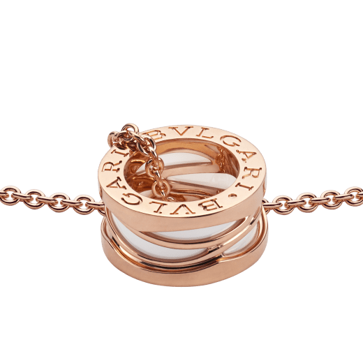 Bulgari 18K Rose Gold White Ceramic B.zero1 Necklace
