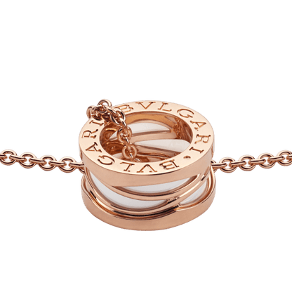 Bulgari 18K Rose Gold White Ceramic B.zero1 Necklace